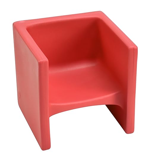Children's Factory 3-in-1 Cube Chair for Kids, Flexible Seating Classroom Furniture, 1-Pack, Red