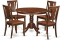 East West Furniture HLDU5-MAH-W 5 Piece Dining Set Includes a Round Dining Room Table with Pedestal and 4 Kitchen Chairs, 42x42 Inch, Mahogany