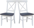 Set of Two X-Back Dining Chairs, White/Heather Gray
