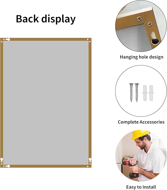 Golden Bathroom Mirror for Wall, Rectangle Mirrors with Metal Frame, Modern Vanity Wall Mirror Decor for Entryway Hangs, Bathroom Living Room Horizontal or Vertical(Golden, 30" L x 24" W)
