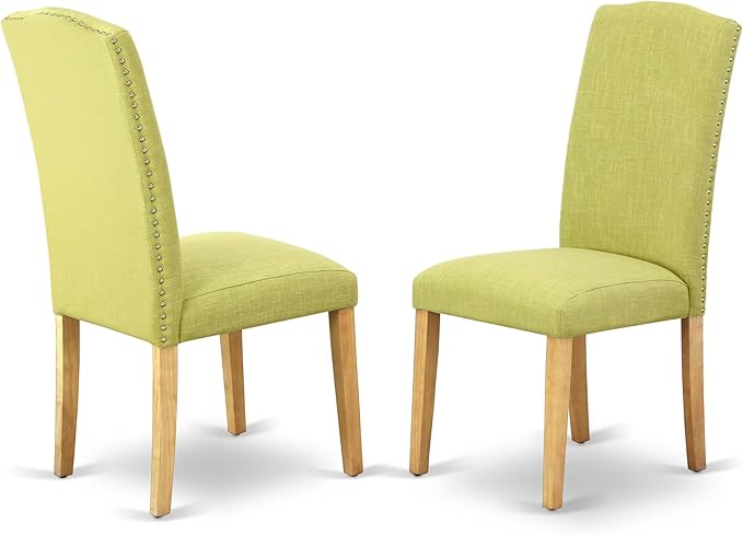 East West Furniture NDEN3-OAK-07 3 Piece Dinette Set for Small Spaces Contains a Rectangle Dining Table with Dropleaf and 2 Limelight Linen Fabric Parson Chairs, 30x48 Inch, Oak