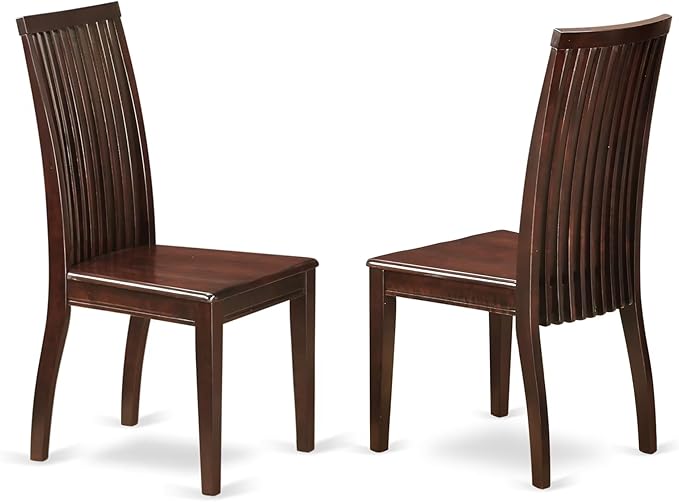 East West Furniture AMIP3-MAH-W 3 Piece Dining Table Set for Small Spaces Contains a Round Kitchen Table with Pedestal and 2 Kitchen Dining Chairs, 36x36 Inch, Mahogany