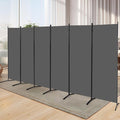 YASRKML Room Divider Folding Privacy Screens, Portable Room Divider Panel 6 Panel Partition Room Dividers Screen, Freestanding Room Partitions and Dividers Fabric Dividers for Room Separation, Grey