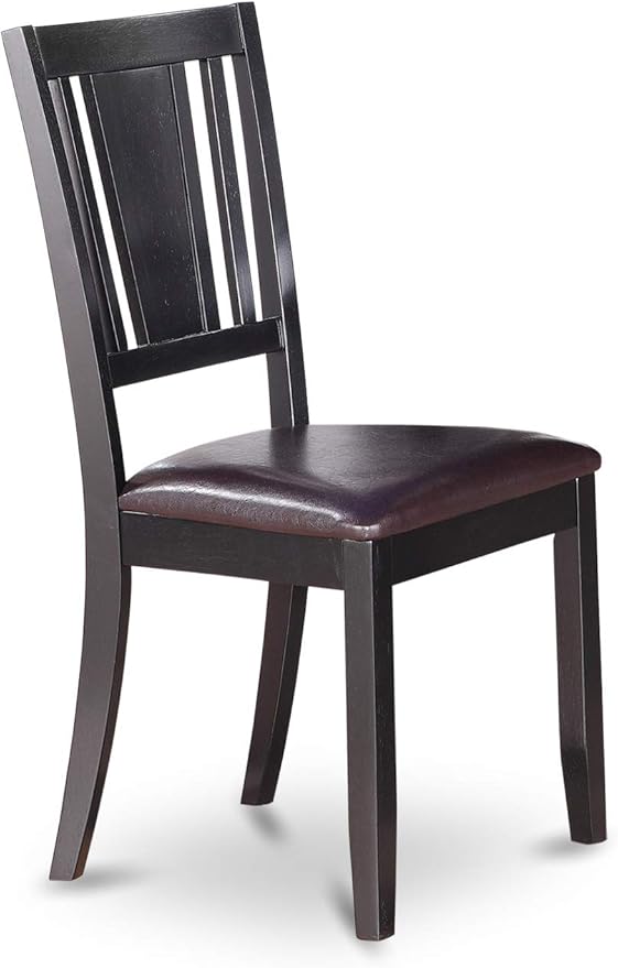 East West Furniture LGDU7-BLK-LC 7 Piece Modern Dining Table Set Consist of a Rectangle Wooden Table with Butterfly Leaf and 6 Faux Leather Dining Room Chairs, 42x84 Inch, Black