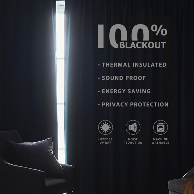 Joydeco 100% Total Blackout Curtains Custom Size for Bedroom Living Room Darkening Long Textured Drapes Thermal Insulated Back Tab & Rod Pocket 1 Panel(Light Grey,Custom Size)