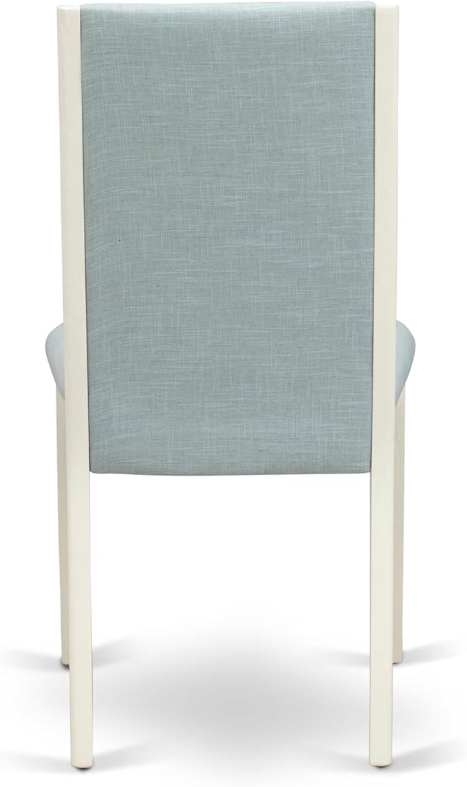 East West Furniture V027LA015-5 5 Piece Dining Room Table Set Includes a Rectangle Kitchen Table with V-Legs and 4 Baby Blue Linen Fabric Parson Dining Chairs, 40x72 Inch, Multi-Color