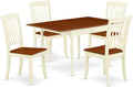 East West Furniture MZDA5-WHI-W 5 Piece Dining Set Includes a Rectangle Dining Room Table with Dropleaf and 4 Wood Seat Chairs, 36x54 Inch, Buttermilk & Cherry