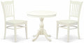 East West Furniture AMGR3-LWH-W 3 Piece Dinette Set for Small Spaces Contains a Round Kitchen Table with Pedestal and 2 Dining Room Chairs, 36x36 Inch, Linen White