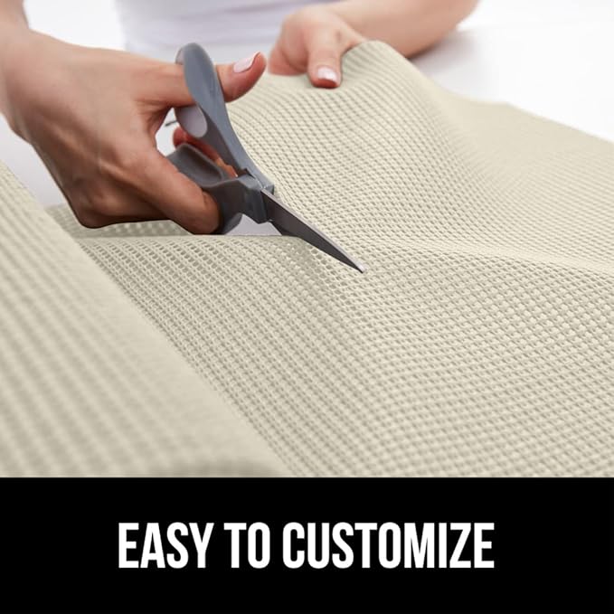 GORILLA GRIP powerGRIP Drawer Shelf and Cabinet Liner, Thick Strong Hold, Non-Adhesive Liners Protect Kitchen Cabinets and Cupboard, Bathroom Drawers, Easy Install, Breathable Mat, 17.5" x10', Cream