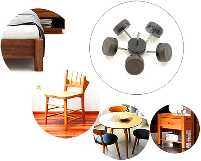 ALIMITOPIA 40pcs Furniture Glide Nail-in Thickened Nylon Chair Glide Slider Furniture Pad Floor Protector for Wooden Furniture Chair Tables Leg Feet(Φ18mm or 0.7";Brown)