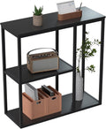 WOHOMO Console Table, 12'' Narrow Entryway Table for Living Room, 31.5'' x 31.5'' Black Industrial Sofa Table with 3-Tier Storage Shelves for Corridor, Hallway, Black