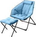Hexagon Foldable Living Room Chair, Saucer Chair for Adults, Comfy Bedroom Lounge Chair, Moon Chair, Lazy Folding Chair for Dorm Rooms(Ottoman-Blue)