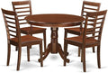 East West Furniture HLML5-MAH-W 5 Piece Dining Room Furniture Set Includes a Round Kitchen Table with Pedestal and 4 Dining Chairs, 42x42 Inch, Mahogany