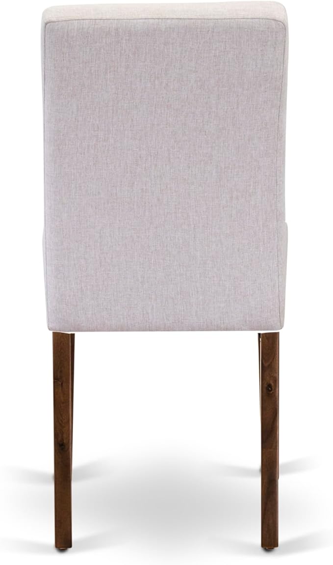 East West Furniture ANAS3-AWA-08 3 Piece Kitchen Dining Table Set contain A Modern Table and 2 Mist Beige Polyester Fabric Upholstered Dining Chairs, Antique Walnut