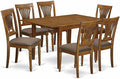 East West Furniture MLPL7-SBR-C 7 Piece Dining Room Furniture Set Consist of a Rectangle Kitchen Table with Butterfly Leaf and 6 Linen Fabric Upholstered Chairs, 36x54 Inch, Saddle Brown