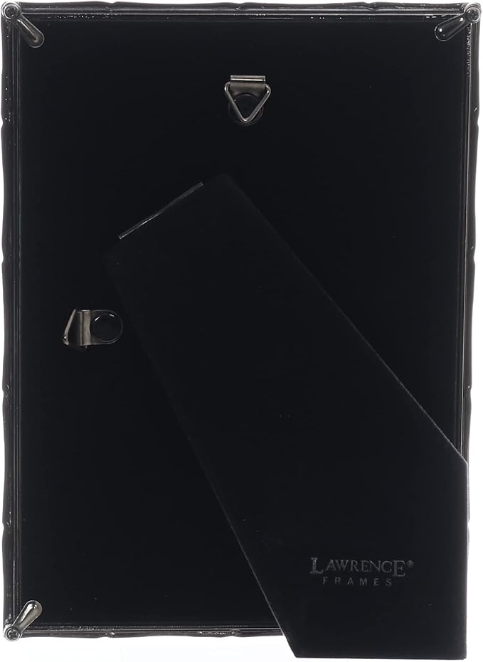 Lawrence Frames 5x7 Black Polished Metal Picture Frame with Bamboo Design