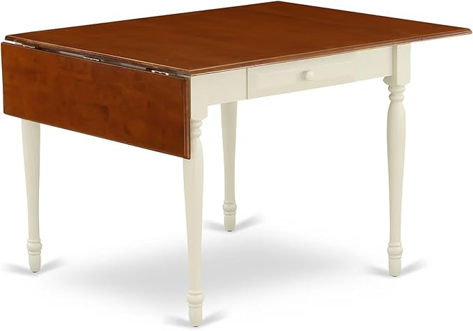 East West Furniture MZCL5-WHI-W 5 Piece Dinette Set for 4 Includes a Rectangle Dining Room Table with Dropleaf and 4 Kitchen Dining Chairs, 36x54 Inch, Buttermilk & Cherry