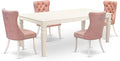 East West Furniture LGDA5-LWH-23 5 Piece Dining Set Contains a Rectangle Kitchen Table with Butterfly Leaf and 4 Polyester Fabric Upholstered Chairs, linen white
