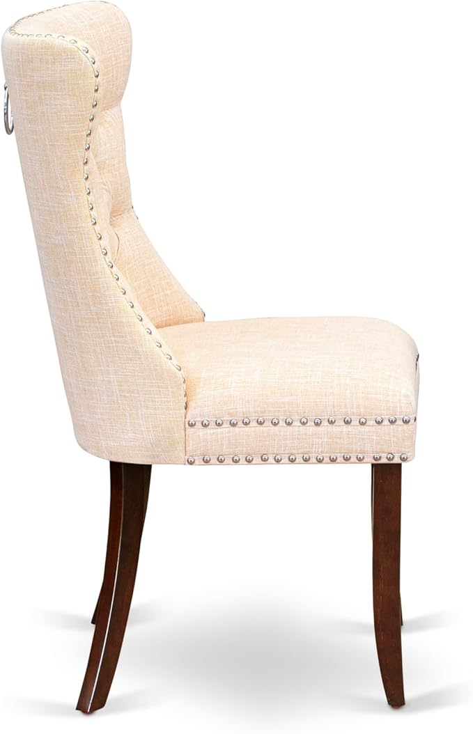 East West Furniture DODA7-MAH-32 7 Piece Dinette Set Includes a Rectangle Dining Table with Butterfly Leaf and 6 Polyester Fabric Upholstered Chairs, 42x78 Inch, Mahogany