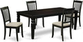 East West Furniture LGDA5-BLK-C 5 Piece Dinette Set Includes a Rectangle Dining Room Table with Butterfly Leaf and 4 Linen Fabric Upholstered Dining Chairs, 42x84 Inch, Black