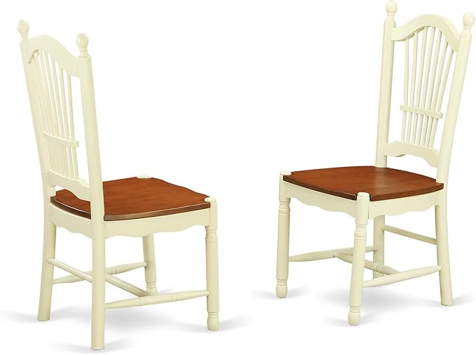 East West Furniture QUDO5-WHI-W 5 Piece Dinette Set for 4 Includes a Rectangle Dining Table with Butterfly Leaf and 4 Dining Room Chairs, 40x78 Inch, Buttermilk & Cherry