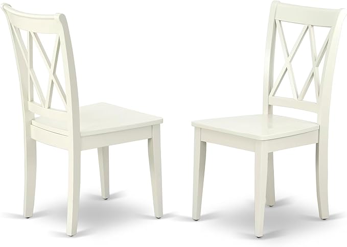 East West Furniture DOCL9-LWH-W 9 Piece Dining Table Set Includes a Rectangle Dinner Table with Butterfly Leaf and 8 Dining Room Chairs, 42x78 Inch, Linen White