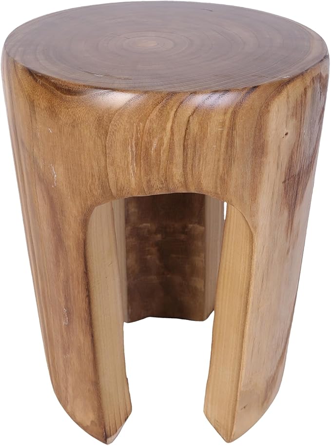 Athaliah Rustic Wood Side Table, 17.75”H Tree Stump End Table, Round Wooden Stool for Living Room, Bedroom, Garden, Patio, Lawn, Home Decor