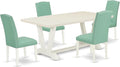 East West Furniture V027EN257-5 5 Piece Dining Set Includes a Rectangle Dining Room Table with V-Legs and 4 Pond Faux Leather Upholstered Chairs, 40x72 Inch, Multi-Color