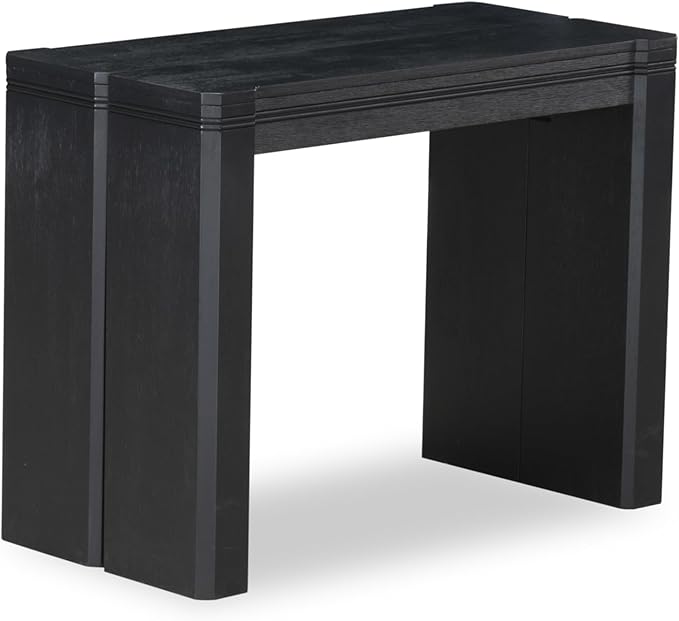 X07FO-B06-24 - 9-piece Dining Room Table Set a Rectangular Dining Table and a wooden Bench and 7 Black Linen Fabric Kitchen Chair, 39x120 Inch, Wire Brushed Black