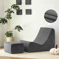 N&V Bean Bag Chair Single Seated Foam Sofa Armless Floor Sofa with High Density Foam Removable and Machine Washable Cover (Grey, Large, Corduroy Stripes)