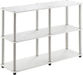 Convenience Concepts Designs2Go No Tools 3 Tier Wide Console Table 42" - Modern Multipurpose Accent with Shelves for TV Media Center, Office Desk Extension, Entryway Display, & Home Storage, White