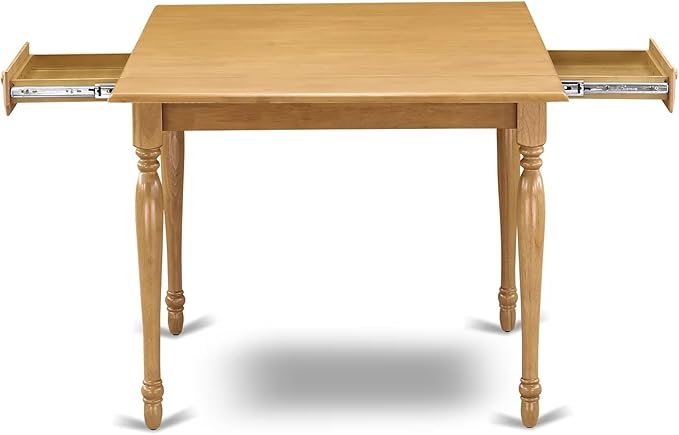 East West Furniture MZAV5-OAK-W 5 Piece Dining Set Includes a Rectangle Dining Room Table with Dropleaf and 4 Wood Seat Chairs, 36x54 Inch, Oak