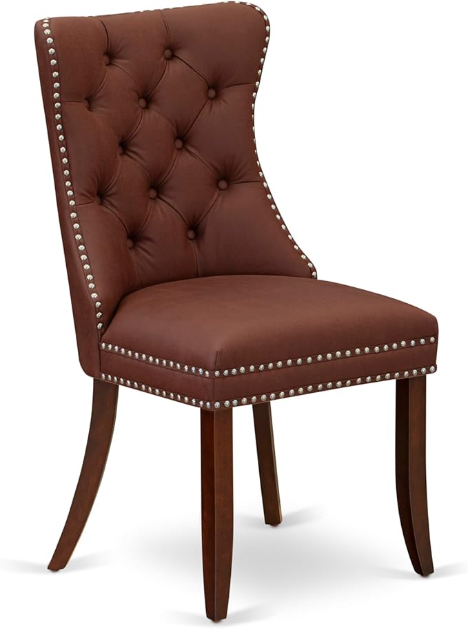 East West Furniture DODA5-MAH-26 5 Piece Dinette Set Consists of a Rectangle Dining Table with Butterfly Leaf and 4 Polyester Fabric Parson Chairs, 42x78 Inch, Mahogany