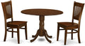 East West Furniture DLVA3-ESP-W 3 Piece Dinette Set for Small Spaces Contains a Round Dining Table with Dropleaf and 2 Dining Room Chairs, 42x42 Inch, Espresso