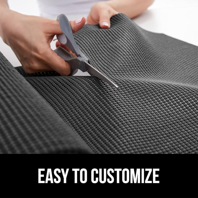 GORILLA GRIP powerGRIP Drawer Shelf and Cabinet Liner, Thick Strong Hold, Non-Adhesive Liners Protect Kitchen Cabinets and Cupboard, Bathroom Drawers, Easy Install, Breathable Mat, 17.5" x10' Charcoal