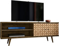 Manhattan Comfort Liberty Mid Century Modern TV Stand for Televisions up to 60 Inches, Bedroom and Living Room Entertainment Center with Storage, Shelves, and Cabinet, 63" Wide, Brown/3d Print