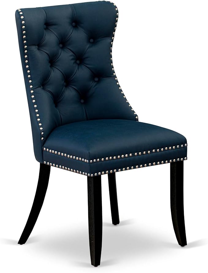 East West Furniture LGDA5-BLK-29 5 Piece Dining Set Includes a Rectangle Wooden Table with Butterfly Leaf and 4 Polyester Fabric Upholstered Chairs, 42x84 Inch, Black
