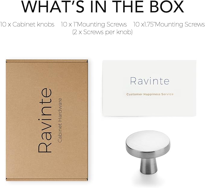 Ravinte 10 Pack Drawer Pulls 1-1/4 Inch Kitchen Cabinet Knobs Brushed Nickel Round Dresser Drawer Knobs Solid Dresser Knobs Drawer Knobs Simple Cabinet Hardware for Cupboard Drawer Pulls
