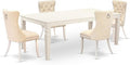 East West Furniture LGDA5-LWH-32 5 Piece Dining Table Set Includes a Rectangle Wooden Table with Butterfly Leaf and 4 Polyester Fabric Upholstered Chairs, 42x84 Inch, linen white