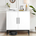 KFO Storage Cabinet with Doors, White Accent Cabinet, Modern Free Standing Cabinet, Sideboard with Metal Base for Bedroom, Living Room, Kitchen and Office