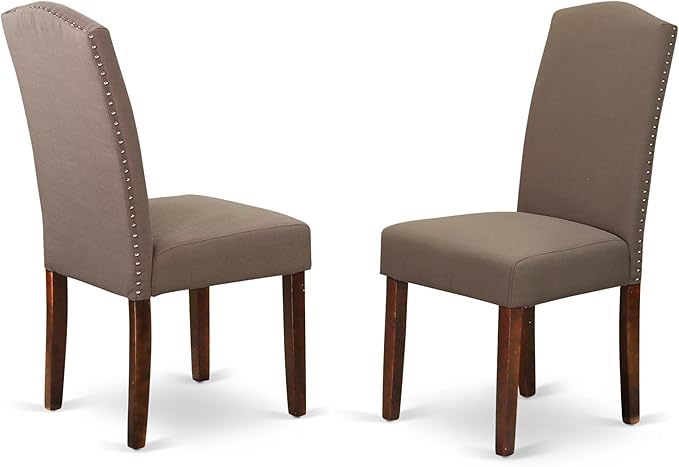 East West Furniture NDEN5-MAH-18 5 Piece Dining Table Set Includes a Rectangle Dining Room Table with Dropleaf and 4 Dark Coffee Linen Fabric Upholstered Chairs, 30x48 Inch, Mahogany