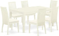 East West Furniture CAIP7-LWH-C 7 Piece Kitchen Table & Chairs Set Consist of a Rectangle Dining Room Table and 6 Linen Fabric Upholstered Dining Chairs, 36x60 Inch, Linen White
