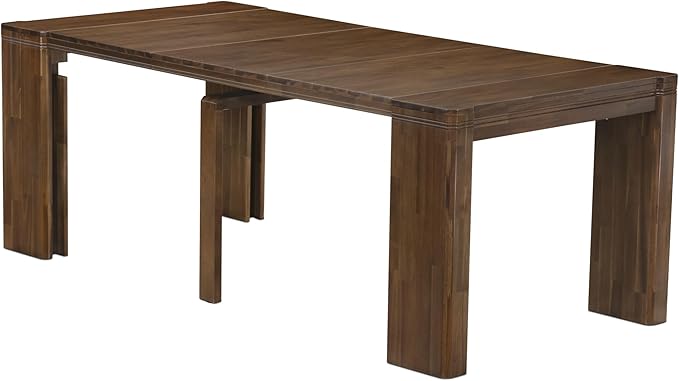 X12DA-0C8-12 14-Pc Mid Century Dining Set includes an Extendable Rectangle Kitchen Table, 1 Coffee Table and 12 Polyester Fabric Dining Chairs, 39x120 Inch, Antique Walnut