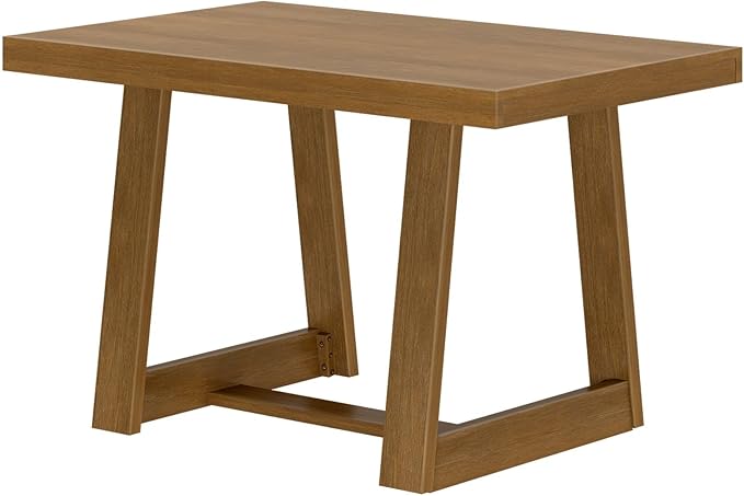 Plank+Beam 48 Inch Farmhouse Dining Table, Rustic Solid Wood Kitchen Table, Dinner Table for Dining Room, Home Office Furniture, Pecan Wirebrush