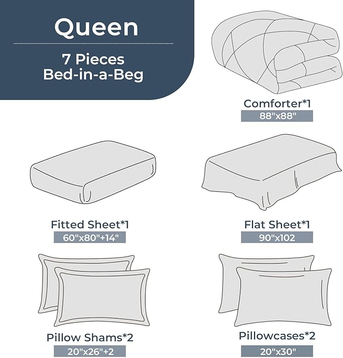 HEVUMYI Red & Black Queen Comforter Set - 7-Piece All Season Burgundy Bed in a Bag Queen, Ultra Soft Bedding Set with Comforter, Flat Sheet, Fitted Sheet, Pillowcases, Pillow Shams, Burgundy