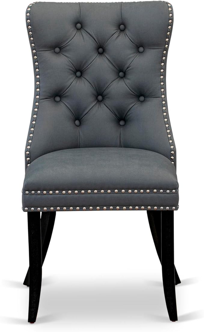East West Furniture LGDA7-BLK-13 7 Piece Dining Set Includes a Rectangle Kitchen Table with Butterfly Leaf and 6 Polyester Fabric Upholstered Chairs, 42x84 Inch, Black