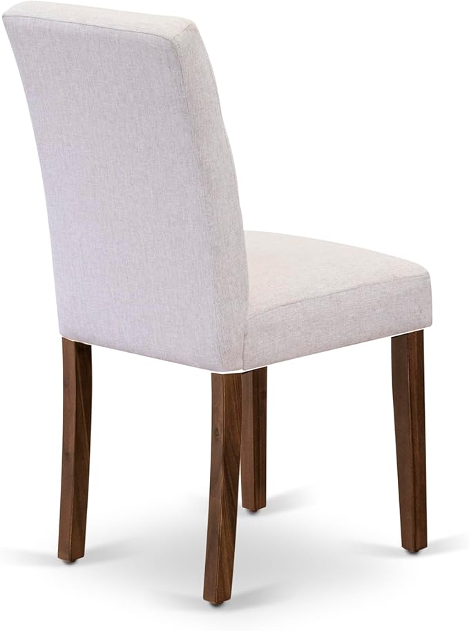 East West Furniture ANAS5-AWA-08 5 Piece Mid Century Dining Table Set Consists A Kitchen Table and 4 Mist Beige Polyester Fabric Dining Chairs, Antique Walnut