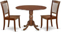 East West Furniture DLDA3-MAH-W 3 Piece Kitchen Table Set for Small Spaces Contains a Round Dining Table with Dropleaf and 2 Dining Room Chairs, 42x42 Inch, Mahogany