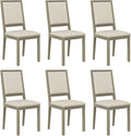 COLAMY Wood Dining Chairs Set of 6, Mid Century Modern Upholstered Kitchen Chairs,19 Inch Fabric Dining Chair with Back for Kitchen Dining Room,Grey