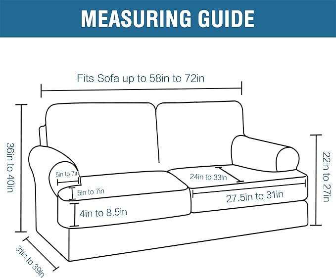 H.VERSAILTEX Sofa Cover 3 Piece T Cushion Loveseat Slipcovers Thick Velvet Couch Cover Furniture Protector Stretch T Cushion Sofa Covers for 2 Cushion Couch with 2 Individual T Cushion Covers, Camel